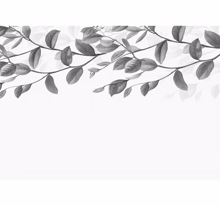 Toile blanche fenêtre branches suspendues noir et blanc - TenStickers
