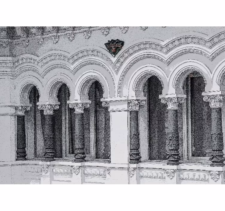 Toile blanche fenêtre architecture ancienne 3d - TenStickers