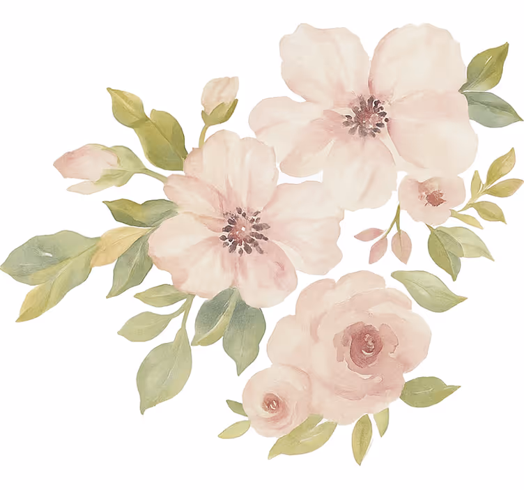 Toile blanche fenêtre magnolia en aquarelle - TenStickers