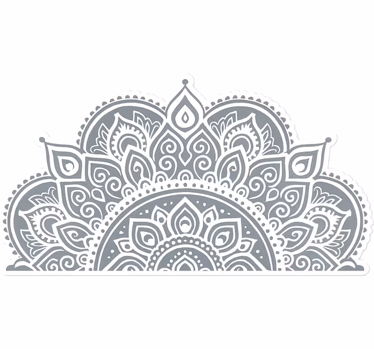 Toile blanche fenêtre design demi-mandala - TenStickers