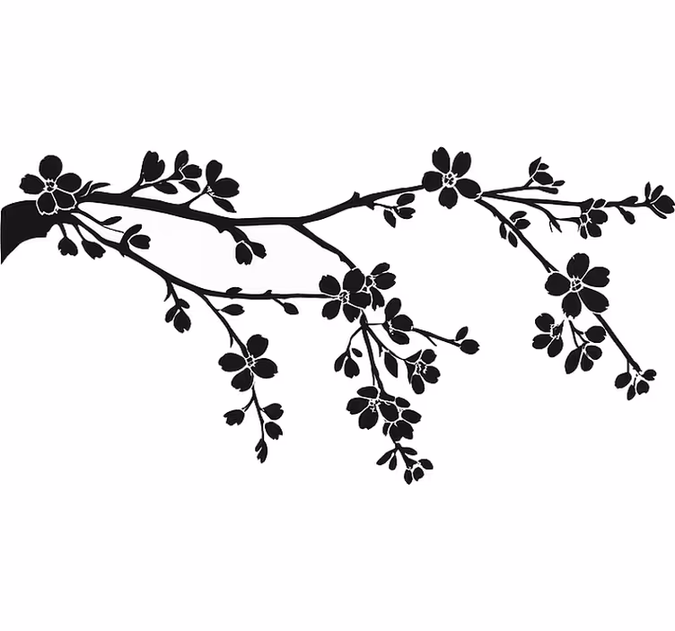Toile blanche fenêtre branche d'arbre noire - TenStickers