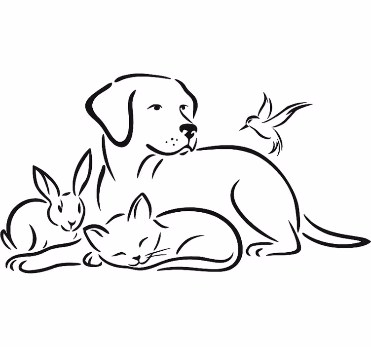 Toile blanche fenêtre autocollant animaux - TenStickers