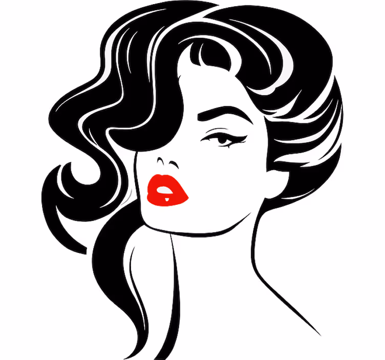 Toile blanche fenêtre femme jolie aux lèvres rouges - TenStickers