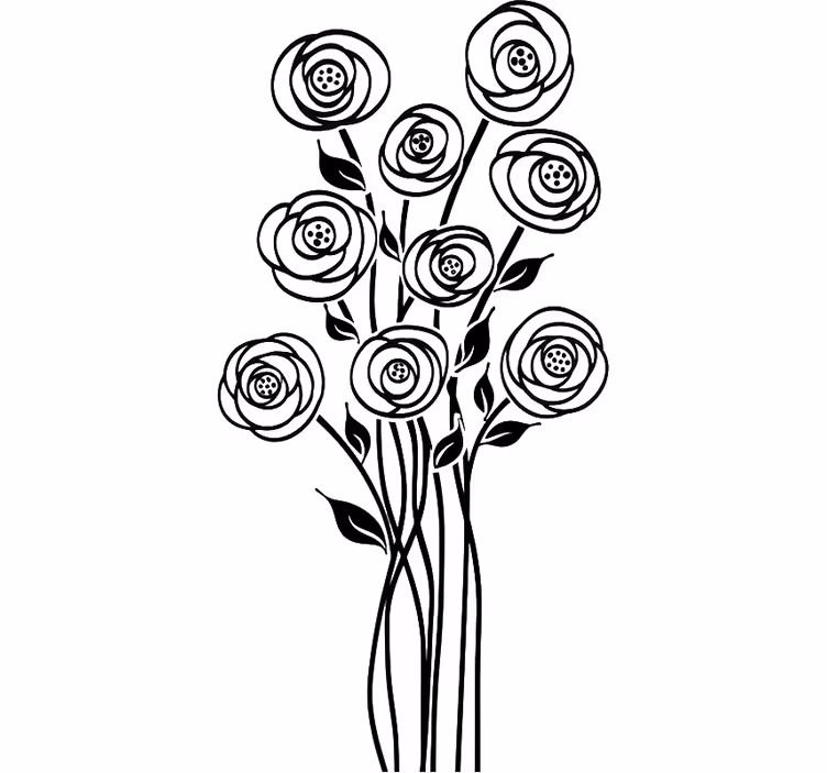 Toile blanche fenêtre bouquet floral abstrait - TenStickers