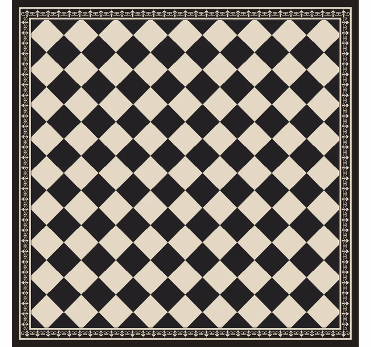 Toile fenêtre salon damier noir - TenStickers
