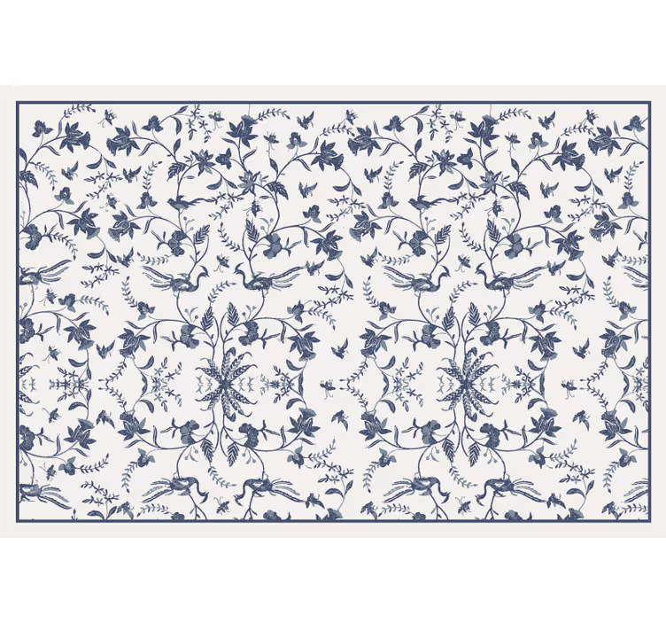Toile fenêtre salon motif botanique bleu - TenStickers