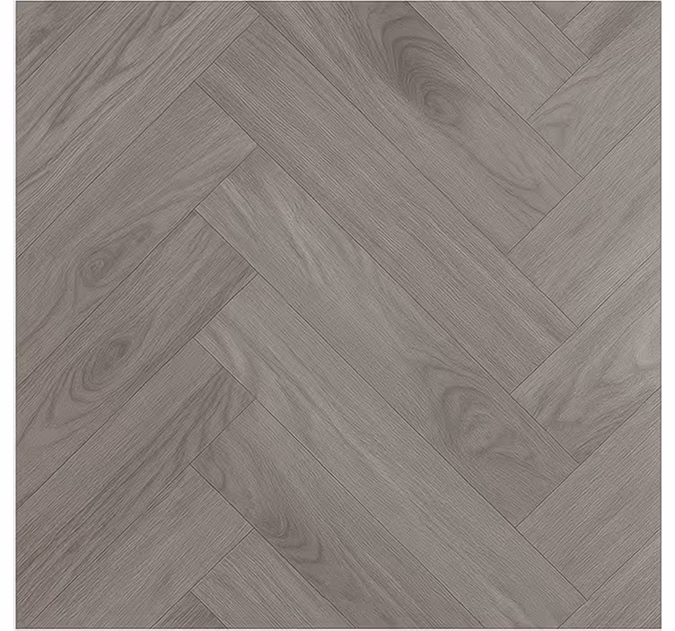 Toile fenêtre salon motif chevrons taupe woodward - TenStickers