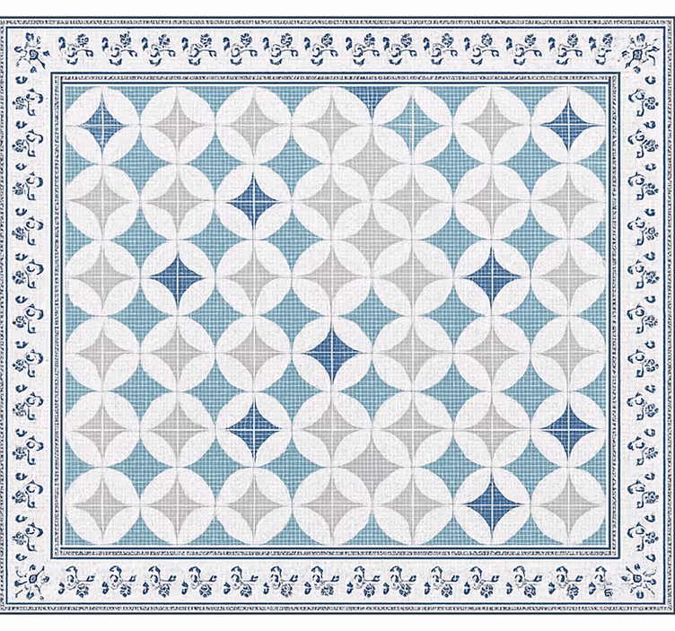 Toile fenêtre salon carrelage bleu vintage - TenStickers
