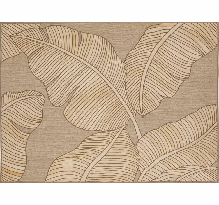 Toile fenêtre salon feuilles grandes beiges - TenStickers
