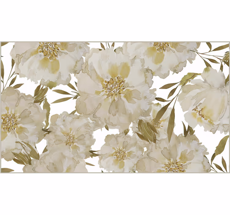 Toile fenêtre salon fleurs blanches grandes - TenStickers