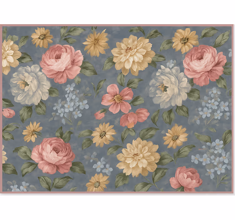 Toile fenêtre salon effet peinture florale - TenStickers