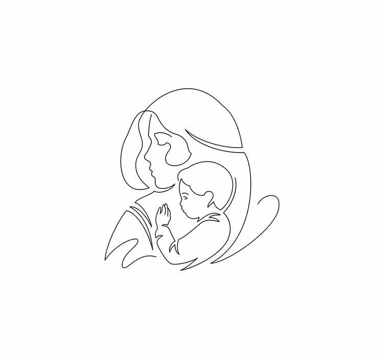 Toile fenêtre salon dessin en ligne mère et fils - TenStickers