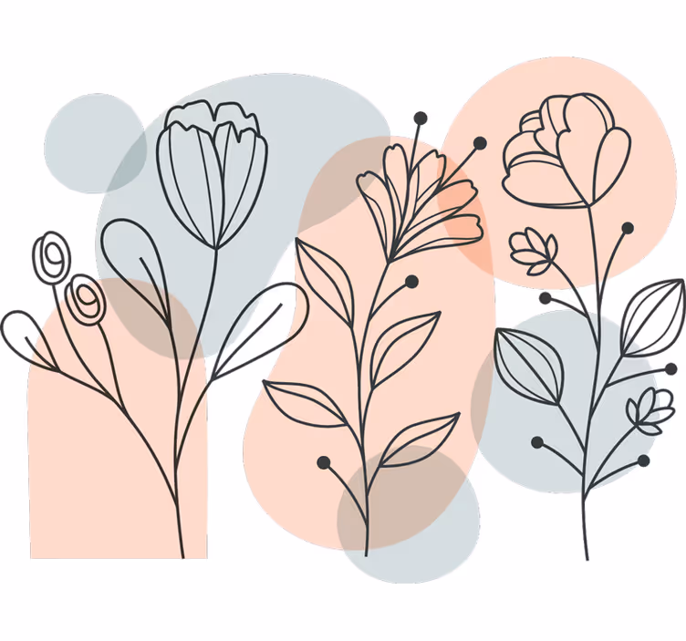 Toile fenêtre chambre fleurs minimalistes - TenStickers