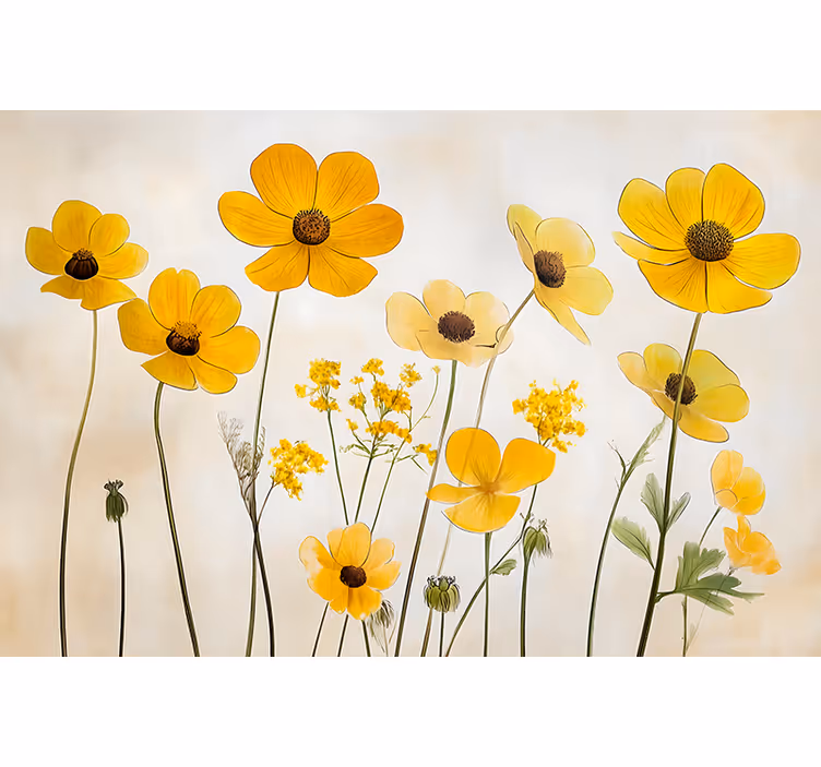 Toile fenêtre chambre fleurs d'hélénium délicates - TenStickers