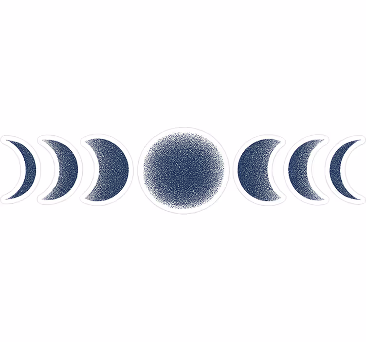 Toile fenêtre chambre phases de lune abstraites bleu foncé - TenStickers