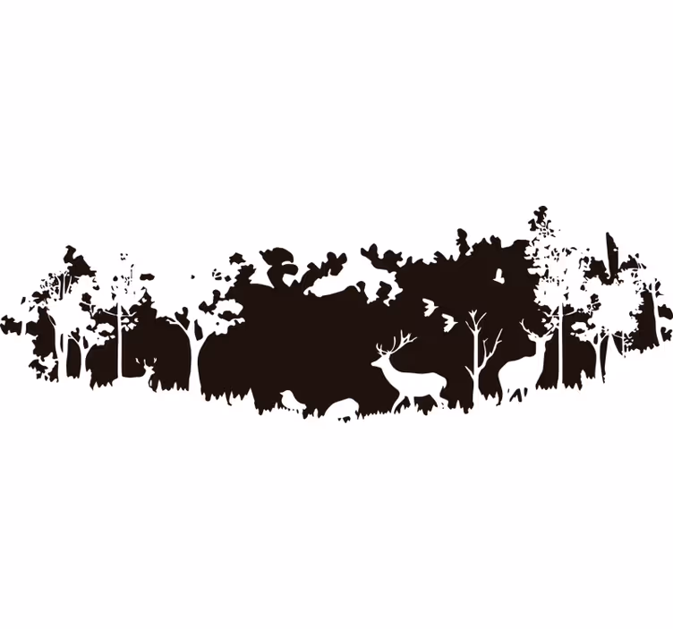 Toile fenêtre chambre silhouette de forêt - TenStickers