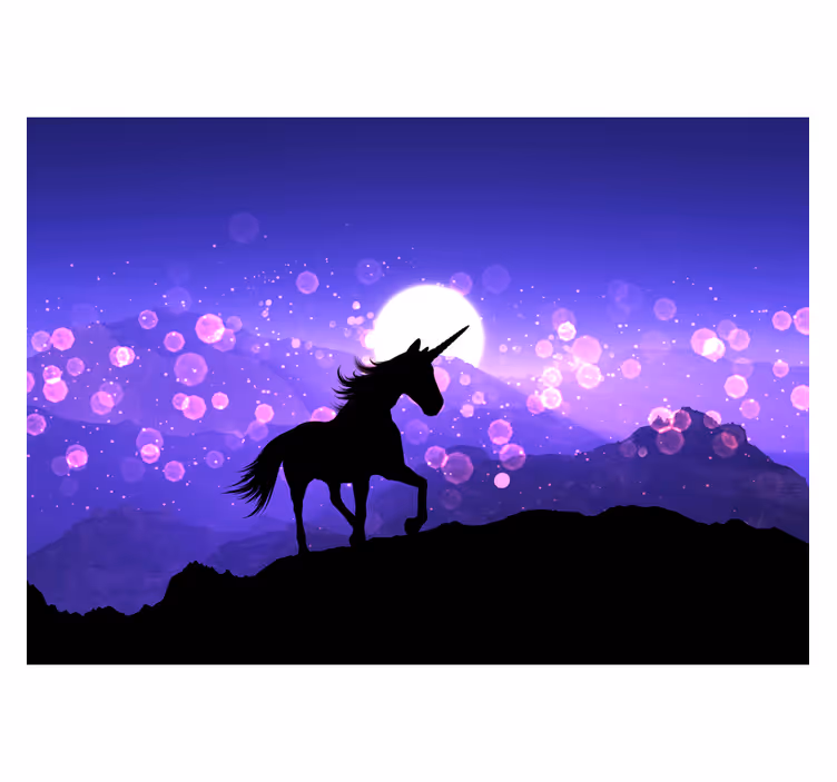 Toile fenêtre chambre enfant décor licorne féerique - TenStickers