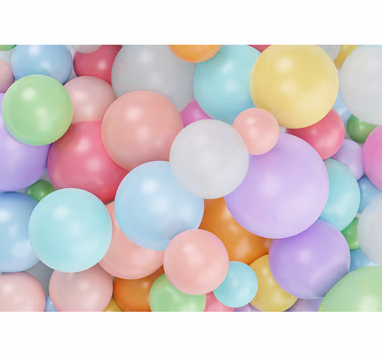 Toile fenêtre chambre enfant ballons pastel 3d - TenStickers