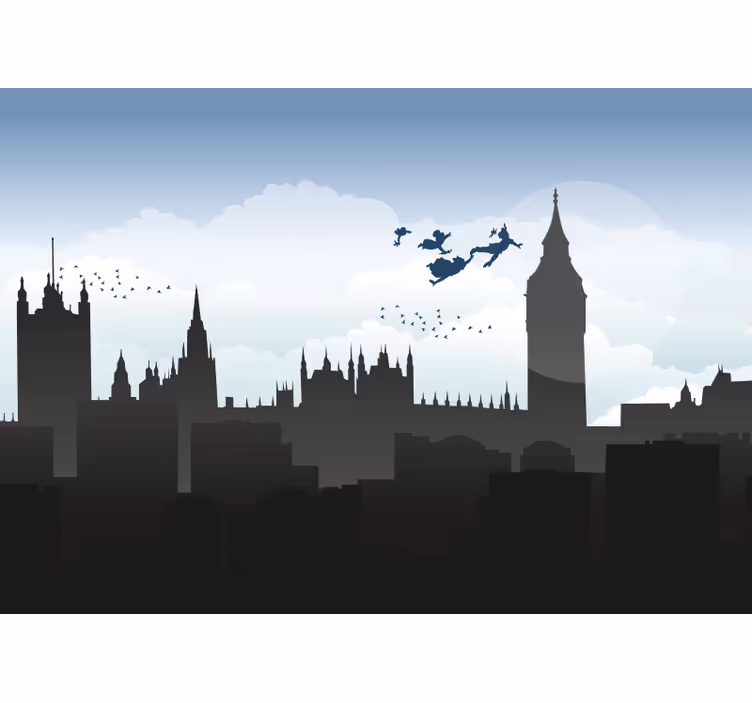 Toile fenêtre chambre enfant londres enfant - TenStickers