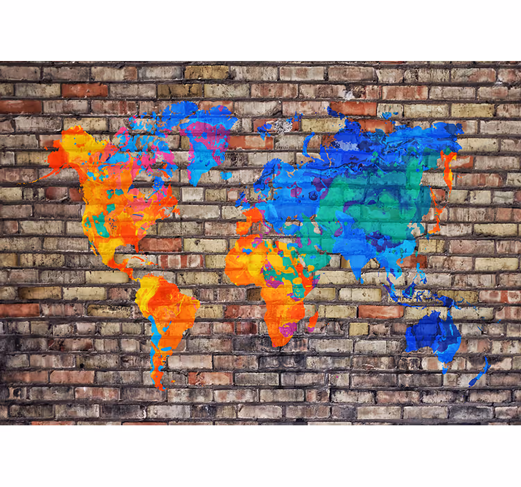 Toile fenêtre chambre enfant carte du monde politique - TenStickers