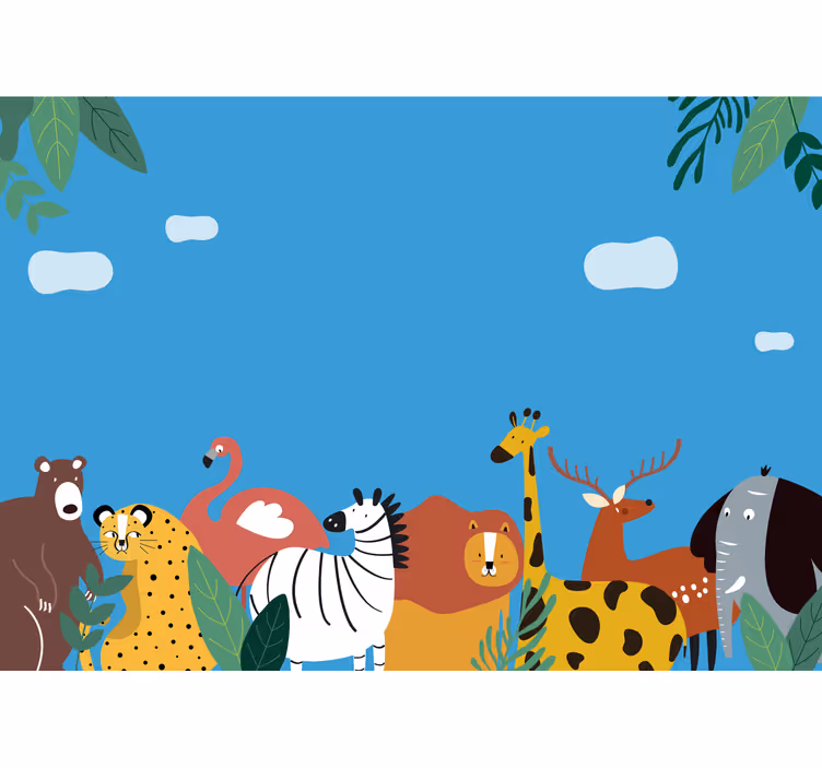 Toile fenêtre chambre enfant animaux différents - TenStickers