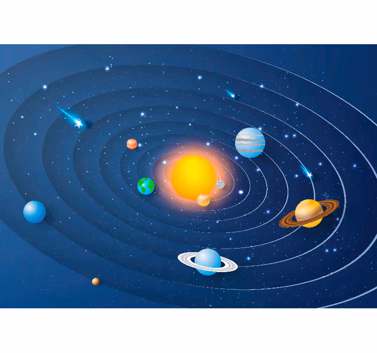 Toile fenêtre chambre enfant planètes du système solaire - TenStickers