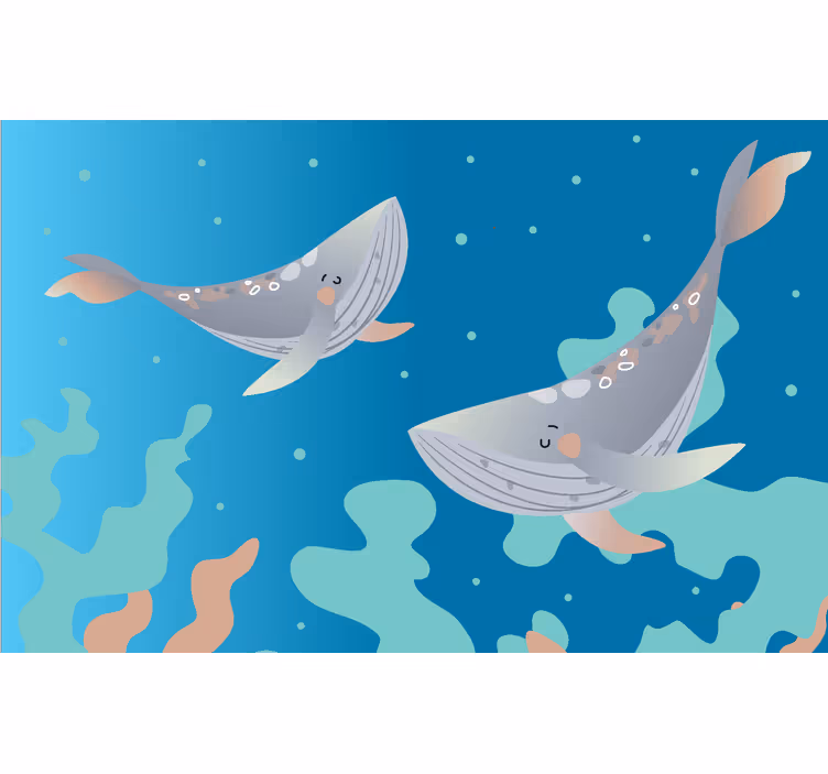 Toile fenêtre chambre enfant créatures marines - TenStickers
