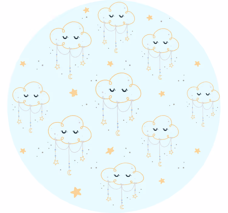 Toile fenêtre chambre enfant motif de nuages - TenStickers