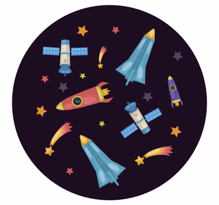Toile fenêtre chambre enfant fusées et planètes - TenStickers