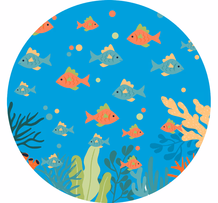 Toile fenêtre chambre enfant cercle corail coloré - TenStickers