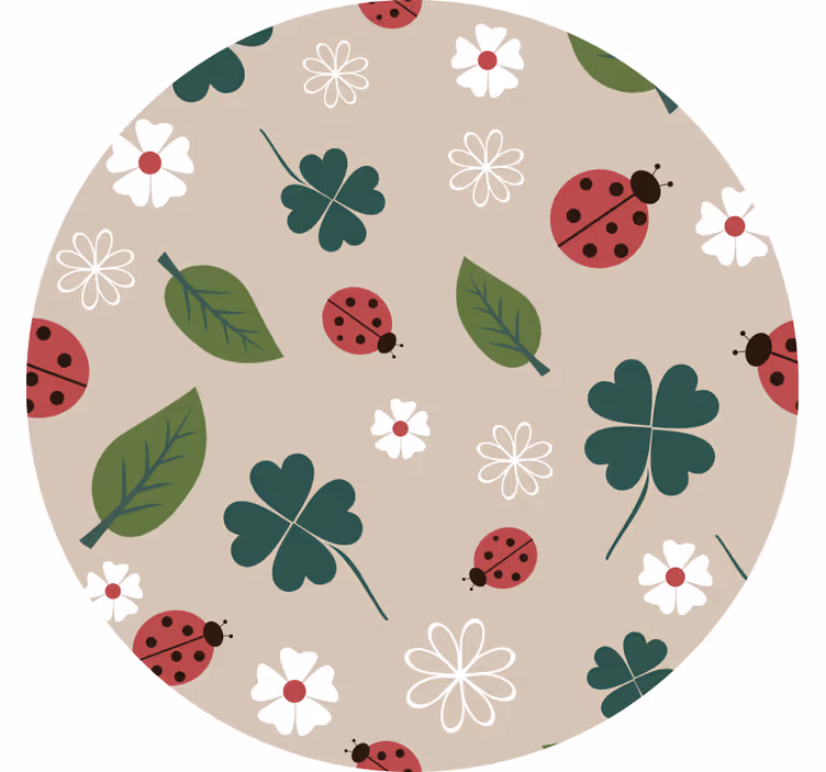 Toile fenêtre chambre enfant feuilles avec coccinelle - TenStickers