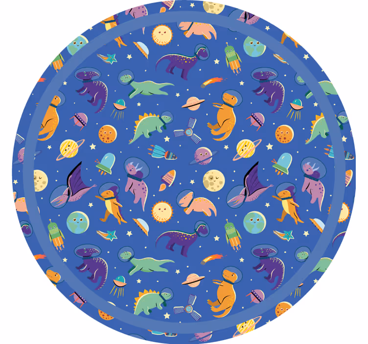 Toile fenêtre chambre enfant motif dinosaures dans l'espace - TenStickers