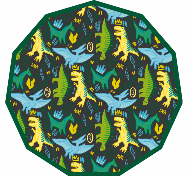 Toile fenêtre chambre enfant motif dinosaures verts - TenStickers