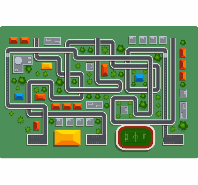 Toile fenêtre chambre enfant tapis de jeu avec rues - TenStickers