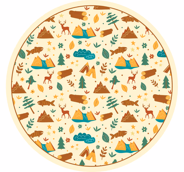 Toile fenêtre chambre enfant temps de camping à la main - TenStickers
