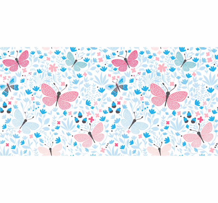 Toile fenêtre chambre enfant motifs bleus roses - TenStickers
