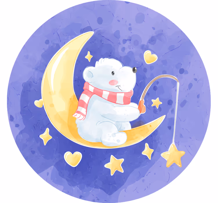 Toile fenêtre chambre enfant ours pêchant étoiles nordiques - TenStickers