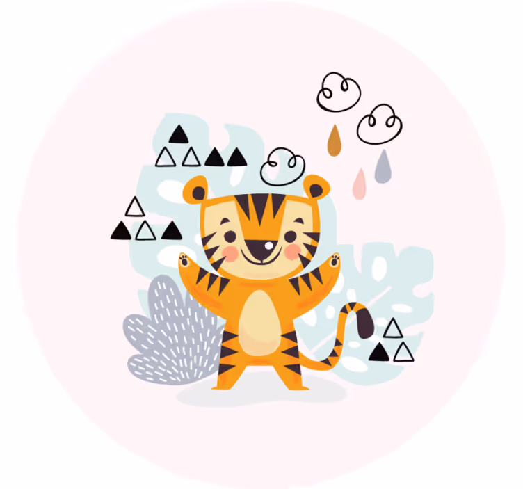 Toile fenêtre chambre enfant dessin de tigre - TenStickers