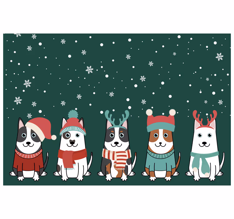 Toile fenêtre chambre enfant chiens de noël - TenStickers