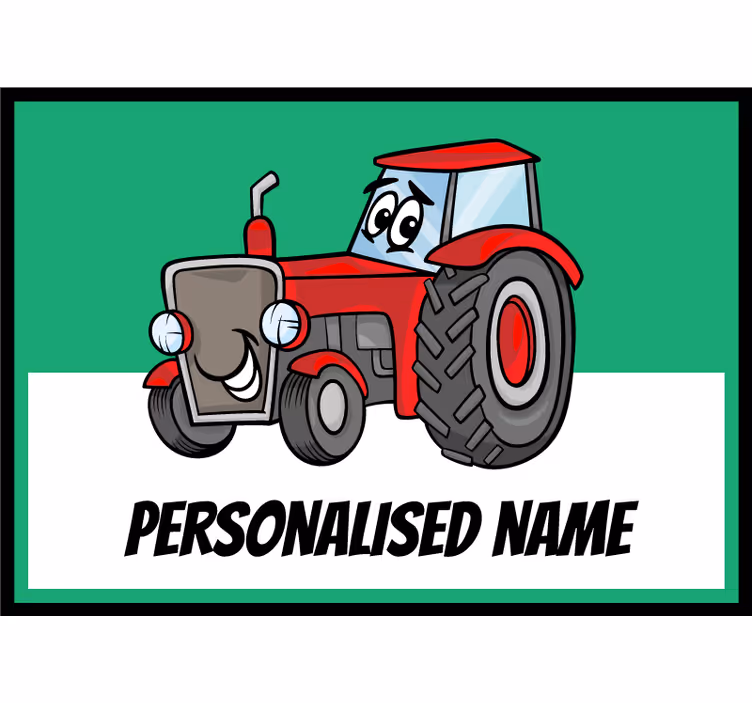 Toile fenêtre chambre enfant tracteur rouge personnalisé - TenStickers