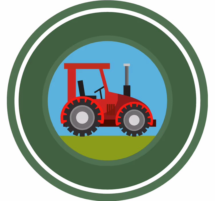 Toile fenêtre chambre enfant tracteur cercle vert - TenStickers