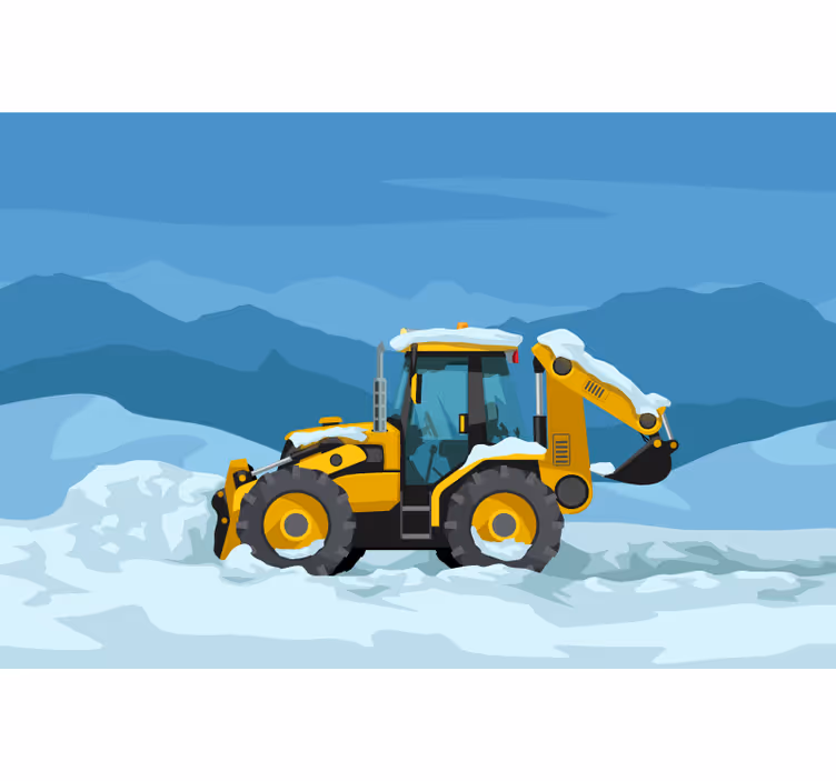 Toile fenêtre chambre enfant tracteur jaune réaliste - TenStickers