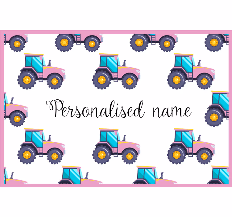 Toile fenêtre chambre enfant tracteur rose personnalisé - TenStickers