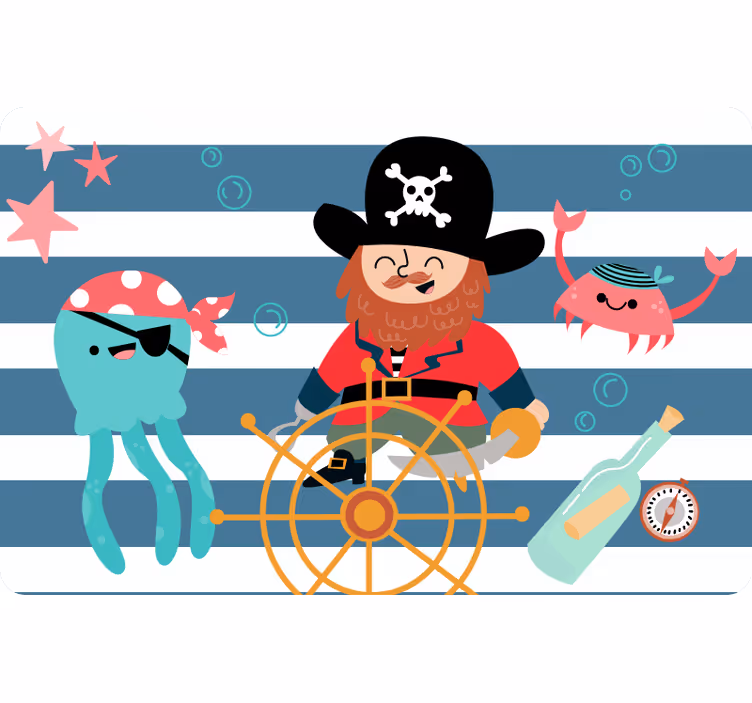 Toile fenêtre chambre enfant carte au trésor pirate - TenStickers