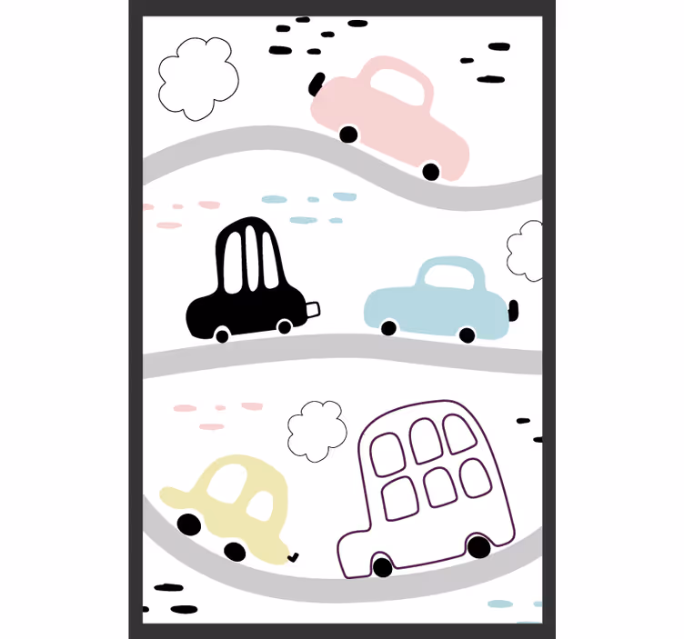 Toile fenêtre chambre enfant véhicules et routes - TenStickers