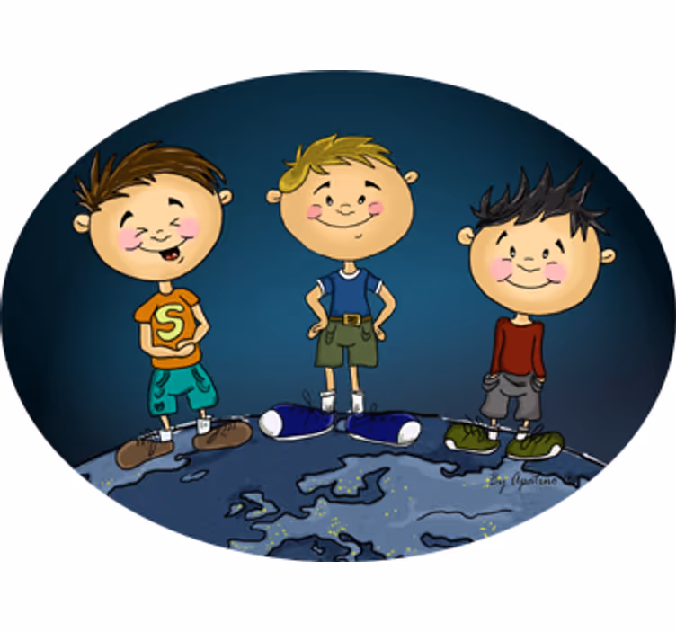 Toile fenêtre chambre enfant stickers enfants sur le monde - TenStickers