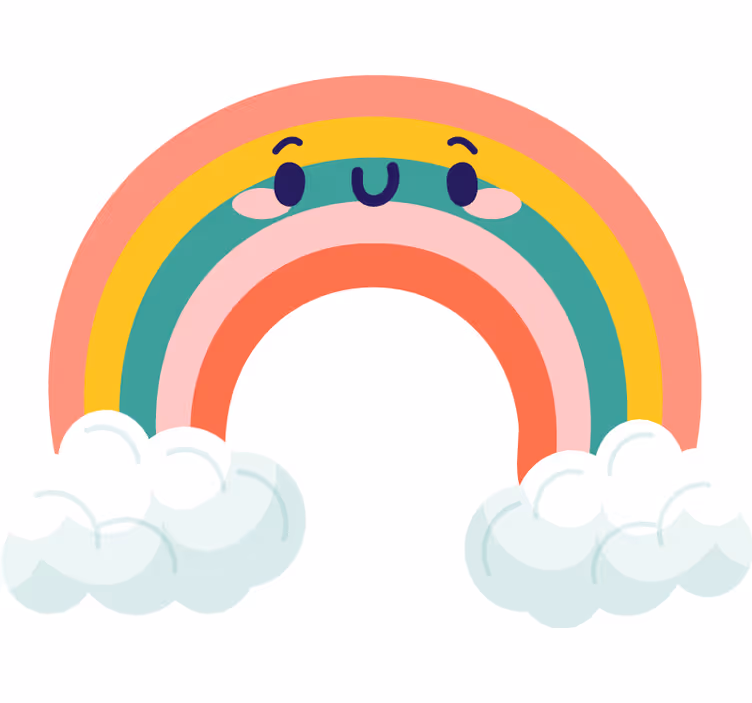 Toile fenêtre chambre enfant nuages mignons arc-en-ciel - TenStickers