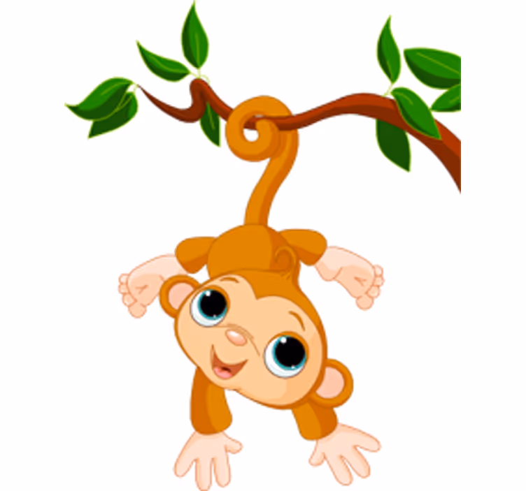 Toile fenêtre chambre enfant petit singe heureux - TenStickers