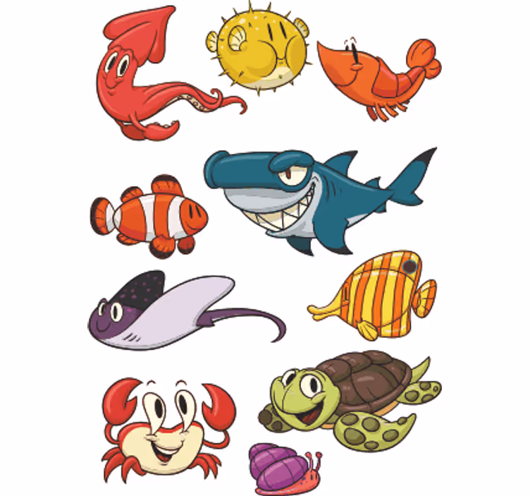 Toile fenêtre chambre enfant pack de poissons colorés - TenStickers