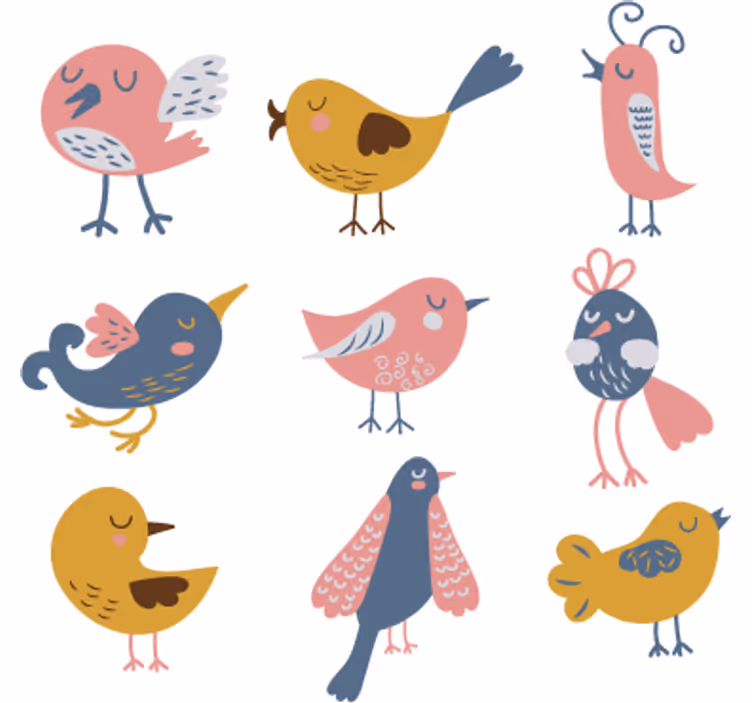Toile fenêtre chambre enfant stickers neuf oiseaux - TenStickers